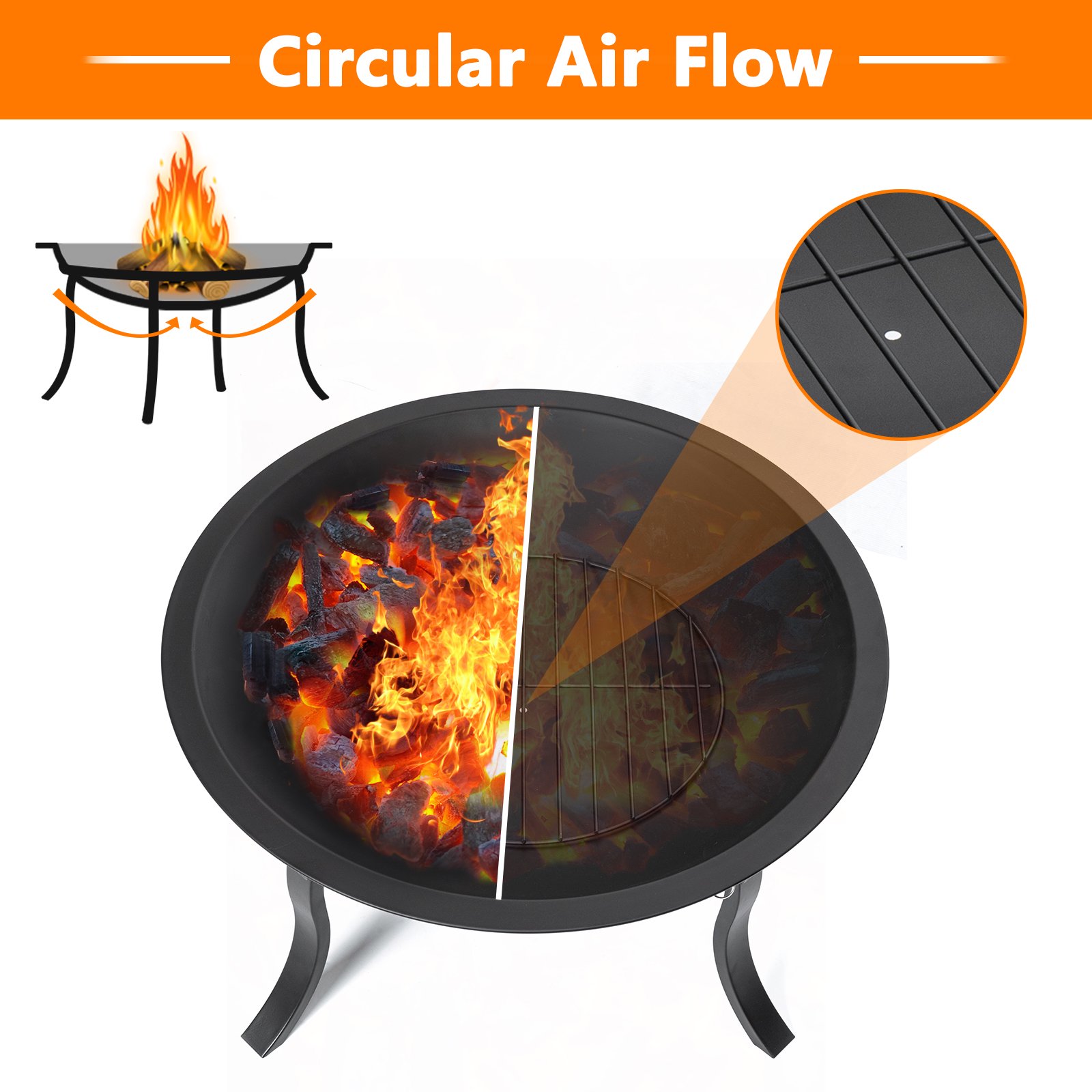 Stocked Portable Smokeless Fire Pit for Outdoor Camping Holiday Selection Support