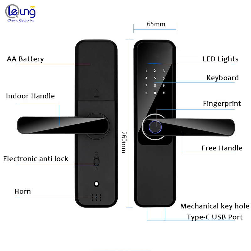 Unlock Method Tuya TTlock Password Fingerprint Smart Locks For Home