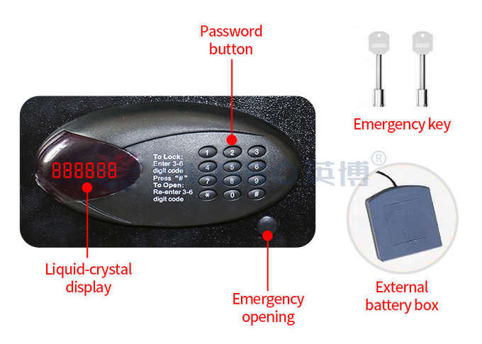Solid Steel Electronic Digital Lock Hotel Safe Box For Security