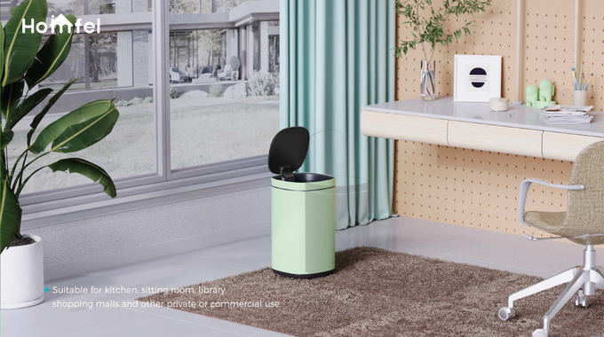 30L/40L/50L Capacity Powder Coating Office Trash Can with Touch Button Sustainable Button Open Bin