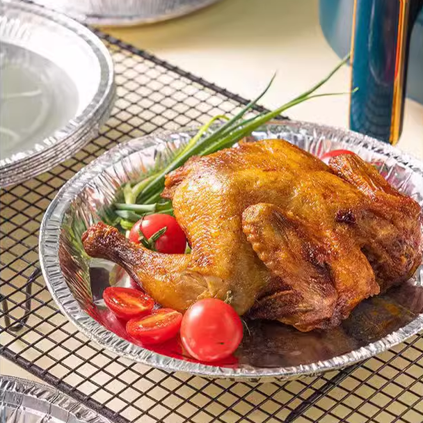Aluminum Foil Container Tray Perfect for Baking and Serving Delicious Homemade Pizza