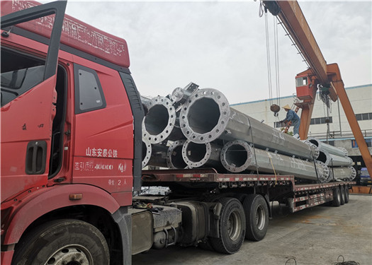 10KV Bitumen Tapered Electrical Steel Tubular Pole Q345 For Transmission Line