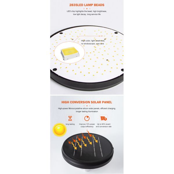 Waterproof Outdoor LED Solar Garden Light 6500K 3000K 4000K 1200 Lm/W 8W