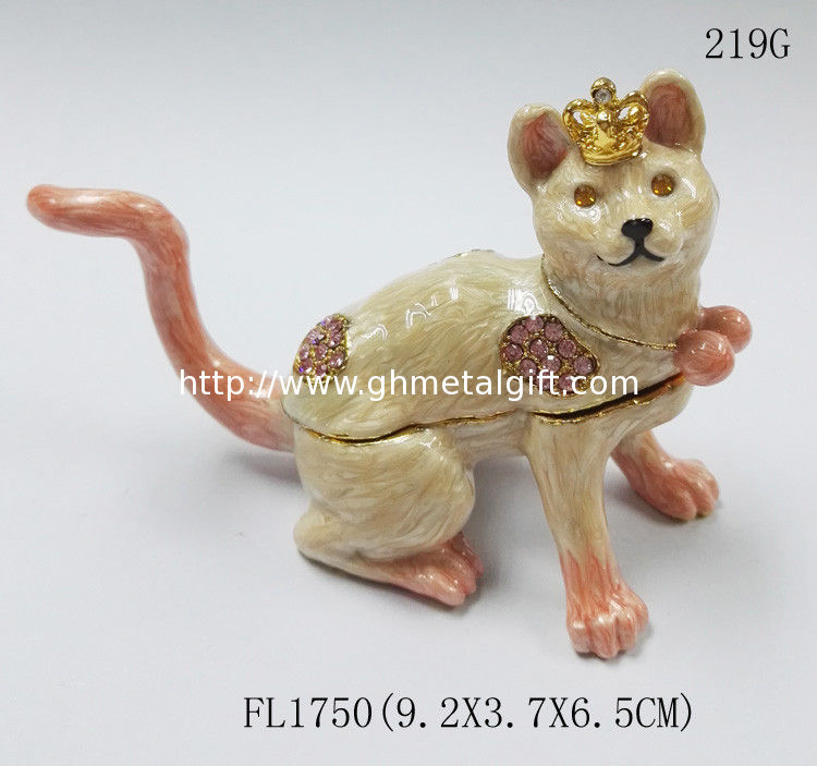 Promotional custom animal cat jewelry box metal trinket boxes cat shaped jewelry boxes