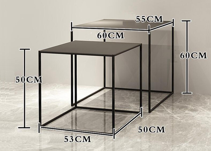 Mini Tube 9mm Thinckness Top Panel Square Nesting Tables For Garment / Shoes