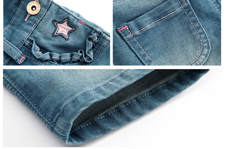 Baby Girl Embroidery Denim Dungaree Shorts With Adjustable Strap Spring Summer