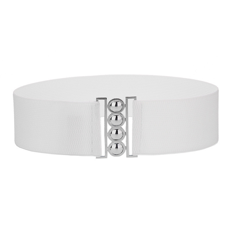 Four Ring White Dress Belt Womens 60cm Invisible Buckleless Belt
