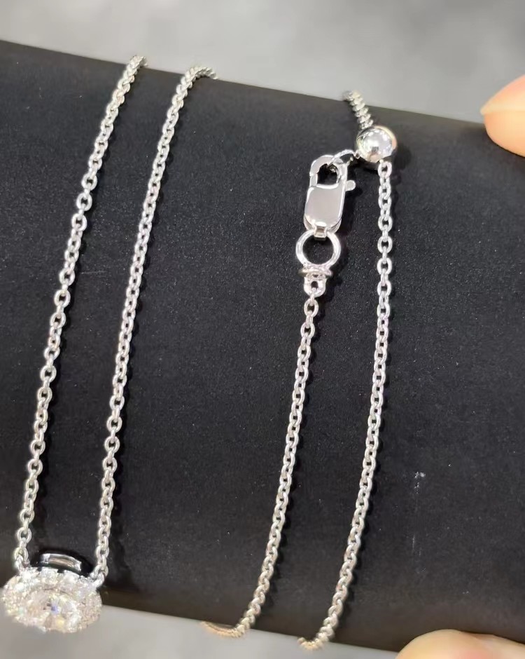 Round Lab Created Diamond Pendant Necklace With Halo Setting Pendant Lab Diamond Jewelry