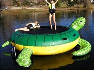 China Events Green Outdoor Inflatable Water Trampoline Logo Printing on sale