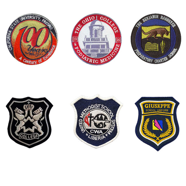 Embroidery Merrow Edge 5cm 3D School Uniform Logo Patches For Hats