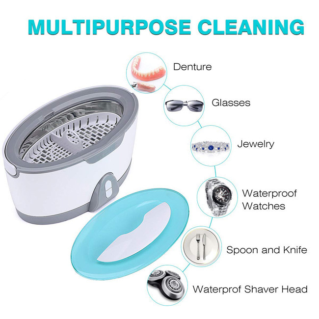 Denture Small Ultrasonic Cleaner 5 Minutes Auto Shut Off 1 Year Warranty