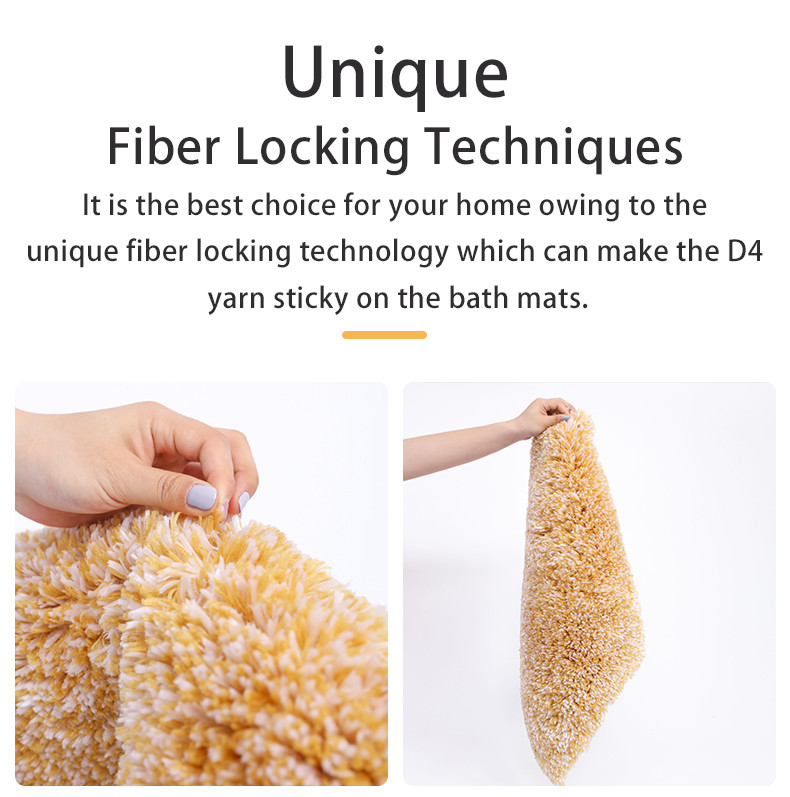 Yellow D4 Microfiber TPR Bakced Cozy Bathroom Rugs Water Absorption