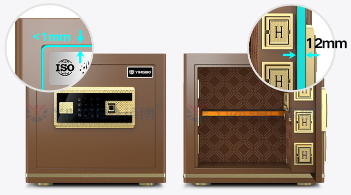 Coffee Solid Steel Office Safe Box Dual Alarm Fingerprint Safe Box YB/N7-35