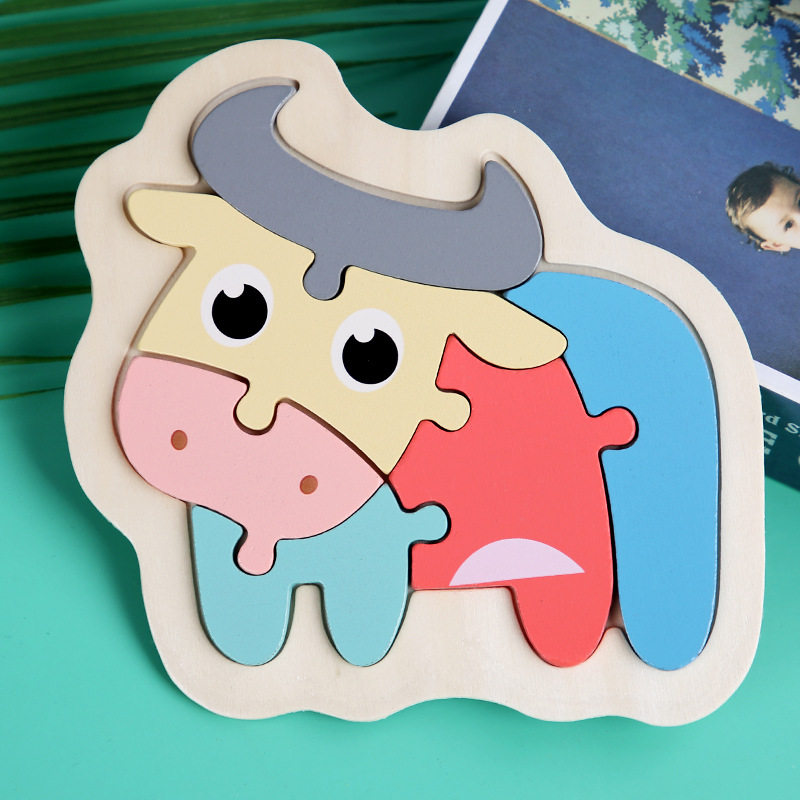 Macaron 3D Wooden Block Puzzle Toys Wooden Animal Blocks