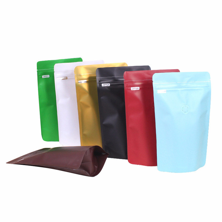 1 Pound 500 G Colorful Aluminium Foil Laminate Stand Up Coffee Pouches With Zipper Degassing Valve