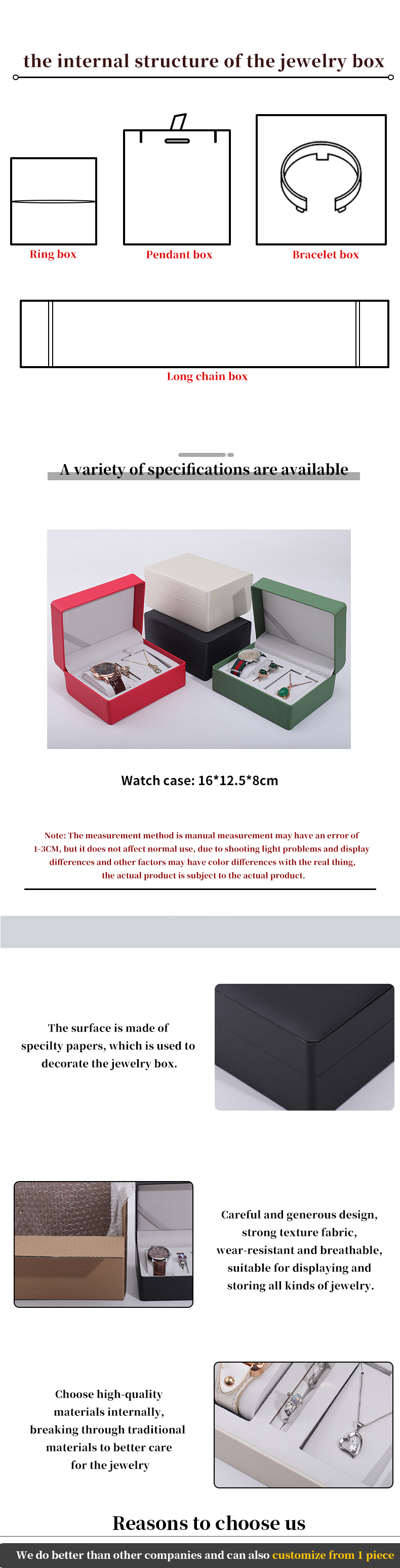 Multi-Functional Practical Watch Packaging Case Pendant Storage Box with Triple Cells