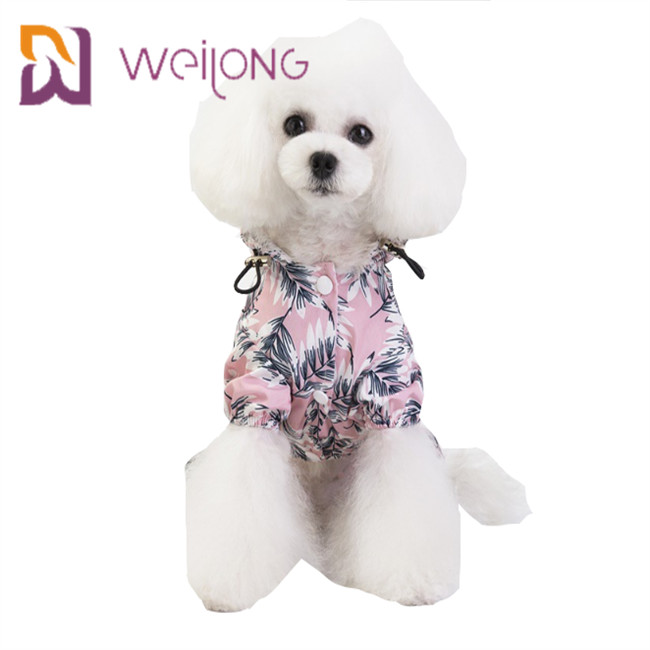 Customized Digital Print Waterproof Fabric Pet Raincoat Draw Cord Small Dog Raincoat