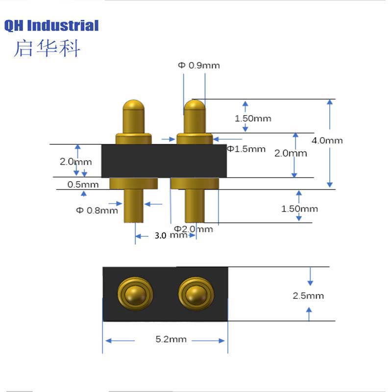 2Pin 3.0mm Pitch Japan Smart Home Applicaton Connector Magnet Connector Waterproof spring loaded pin Connector