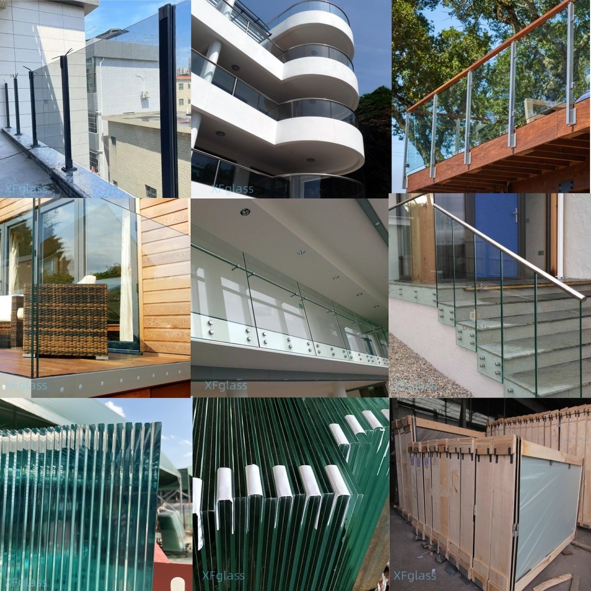12mm Frameless Tempered Glass Railing Aluminium Glass Balcony Railing High Strength Decking Glass Handrail Frameless Glass Balustrade For Stairs
