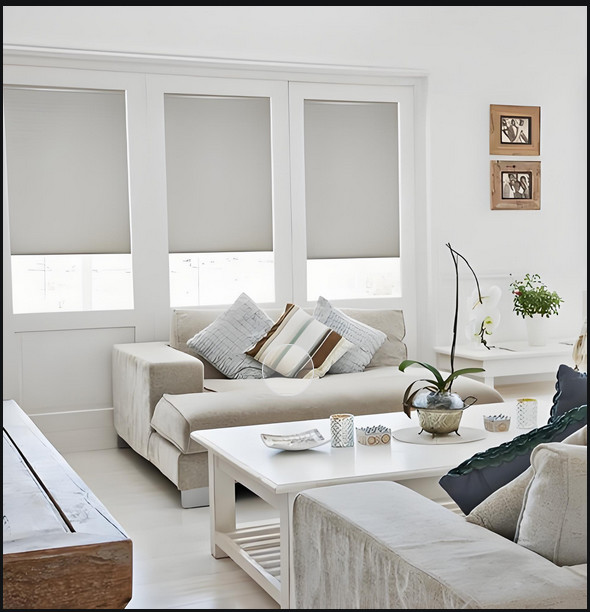 Cordless Vinyl Blinds Quick Installation Light Blocking Noise Reduction Home Office