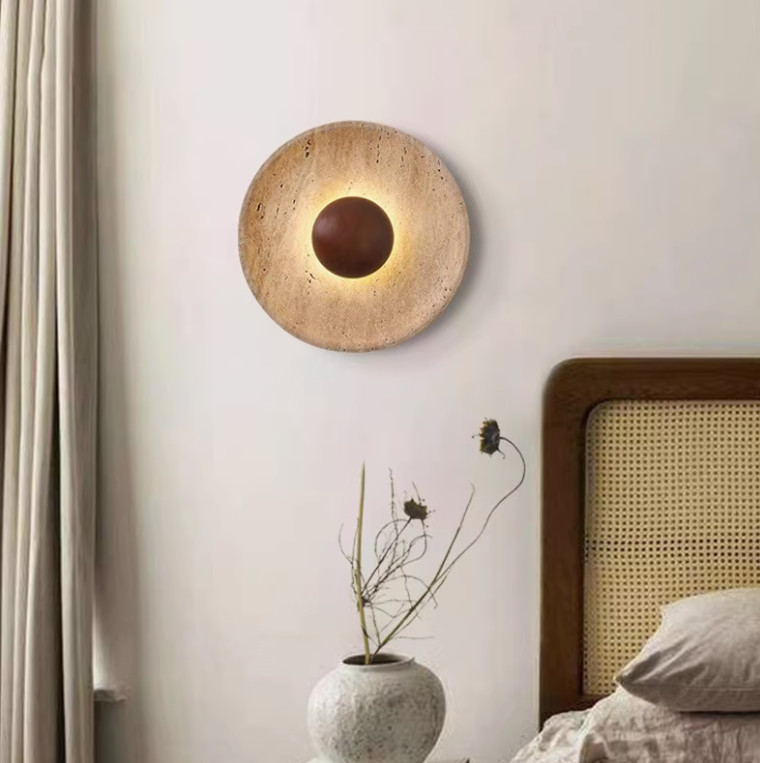 Yellow travertine good quality bedroom for home decorator interior stone wall lamp
