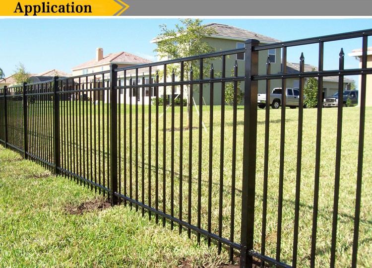 Powder coated horizontal steel garrison fence design