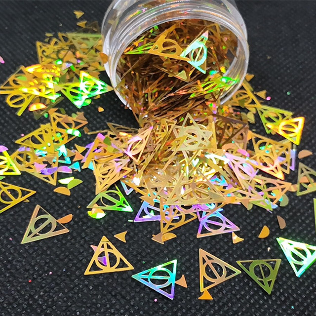 OEM Holographic Gold and Silver Glitter with Red Blue Green Triangles Other Holiday Supplies Essential