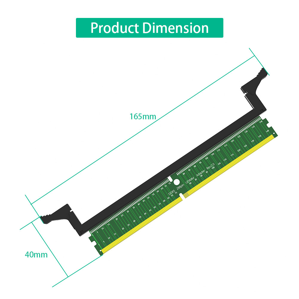 DDR5 U-DIMM 288Pin Adapter DDR5 Memory Test Memory Protection Card with Short Latch Expansion Board Card for Desktop PC Computer