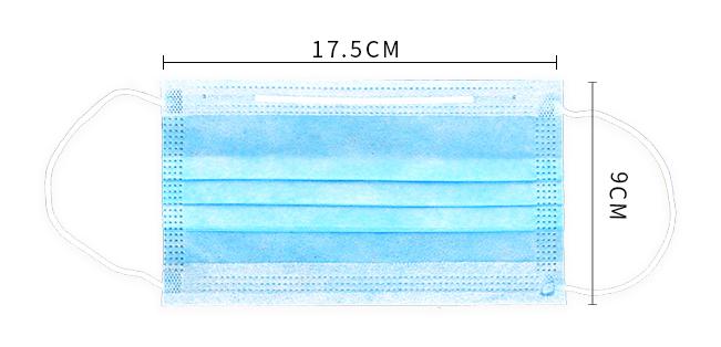 disposable nonwoven 3ply face mask with ear loops or tie on