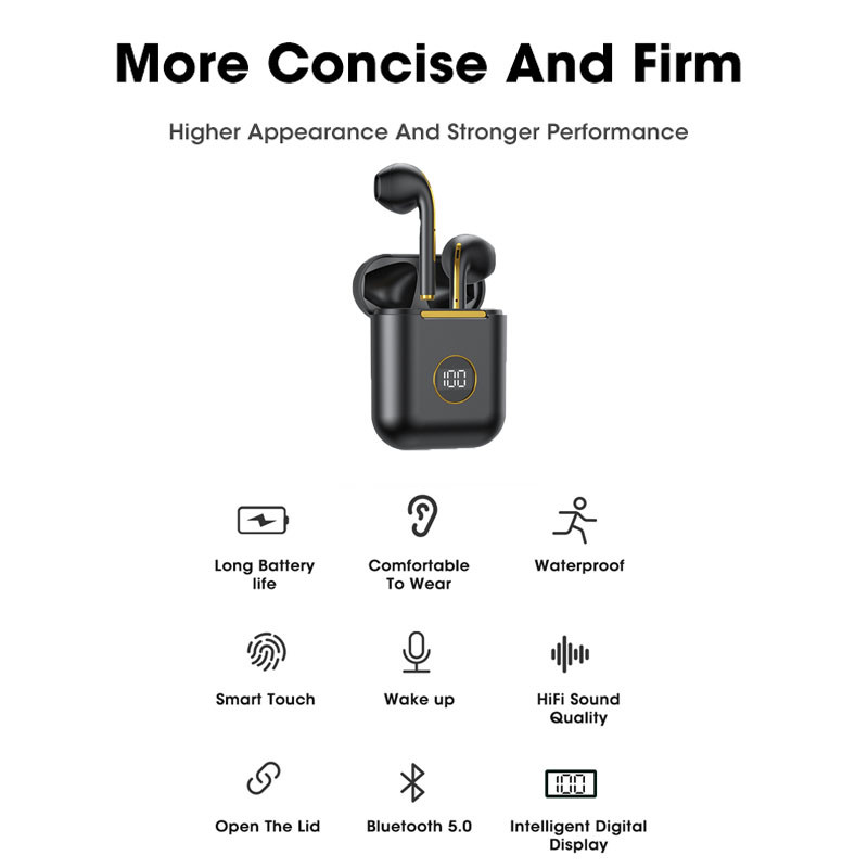 J18 Noise Cancelling Earphones TWS Bluetooth 5.1 Stereo Earbuds Headset