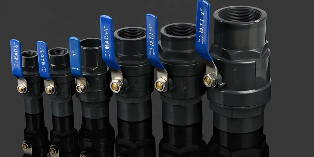 Steel Handle Black /Dark Gray 2 PCS PVC Ball Valve2PCS Ball Valve
