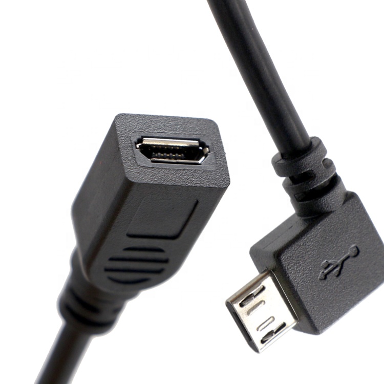 90 Degree Left Right Up Down Angle Male to Female Micro B USB 2.0 Extension Cable