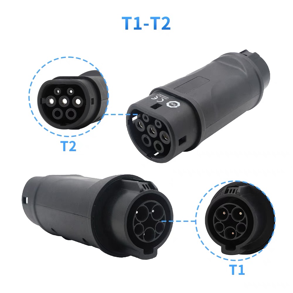 EVSE Adaptor 16A 32A Electric Vehicle Car EV Charger Connector Type 1 To Type 2 EV Adapter