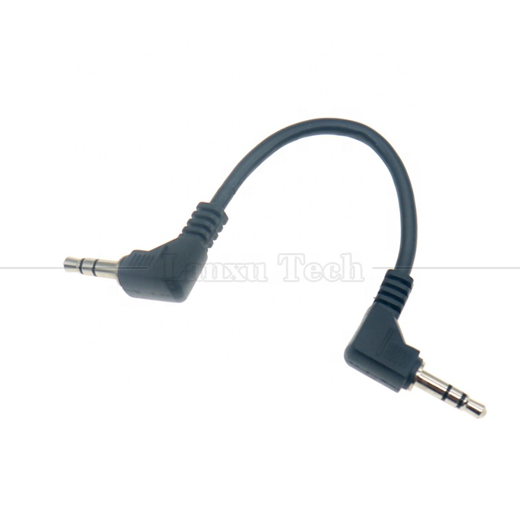 90 Degree Right Angle Male to Male 3 Poles TRS 3.5mm Audio Jack Extension Cable