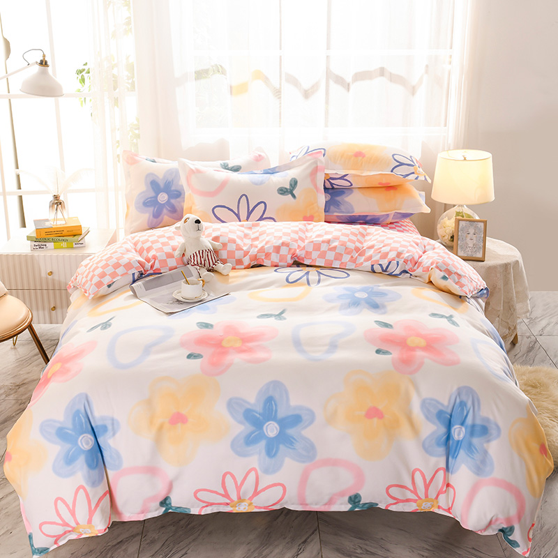 Reactive Printing Luxury 4pcs Bedding Set for Customized Single Double Queen King Size