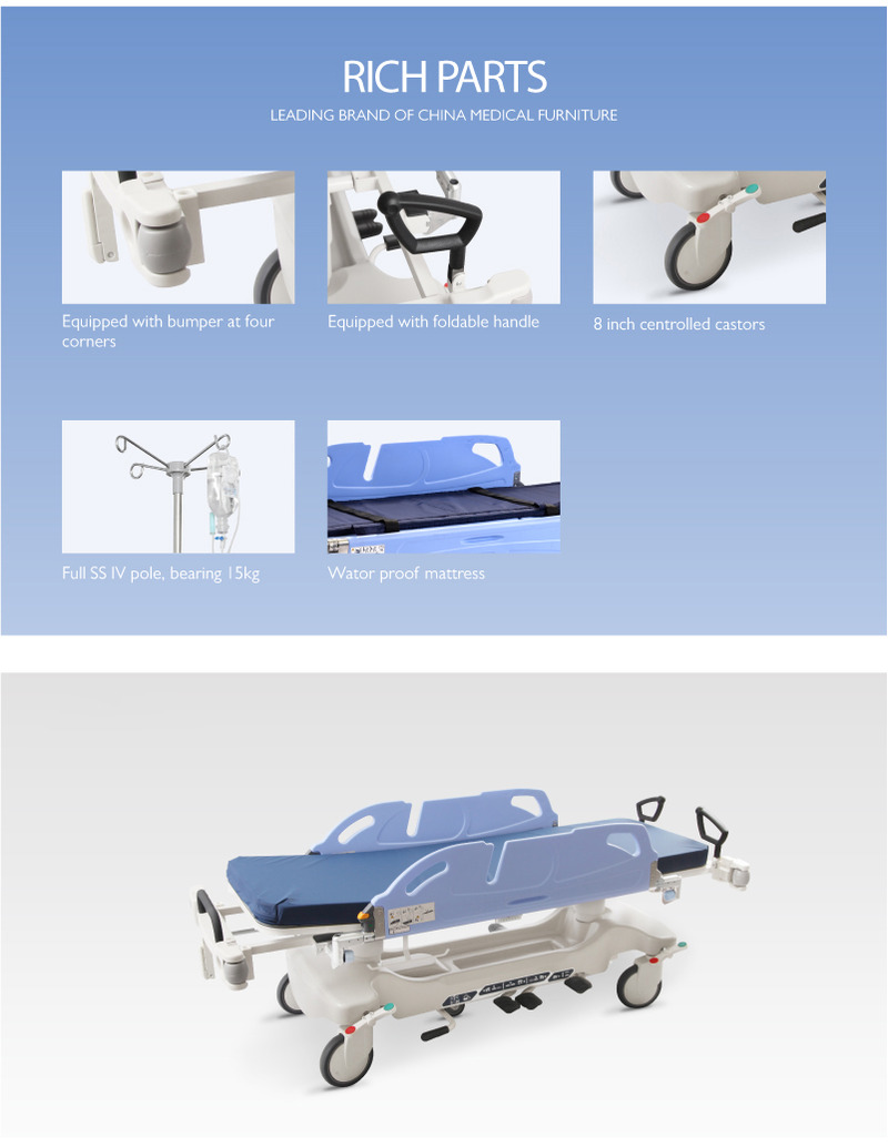 Factory Beautiful Hospital Medical Equipment Patient Transfer Trolley