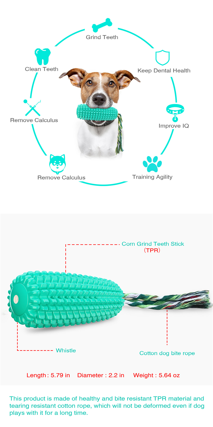 Pet Dog Toothbrush Chew Cute Pet Toys Puppy Chew Corn Toys With Sound