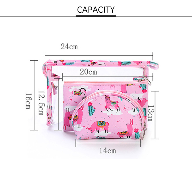 Waterproof Women Cute Cartoon Polyester Cosmetic Bag