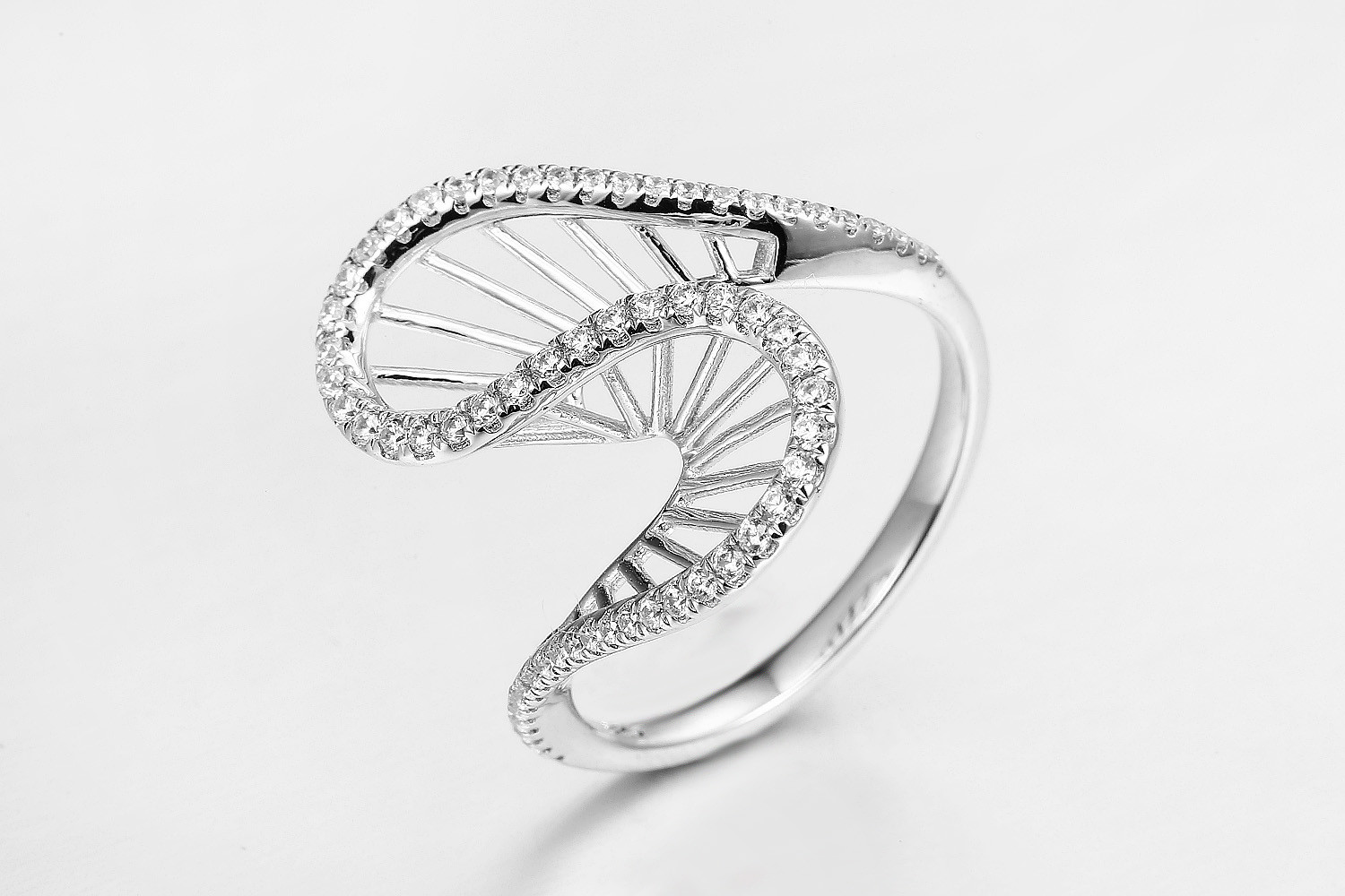 Inregular Shape 925 Silver CZ Rings AAA Sterling Silver Angel Wing Ring