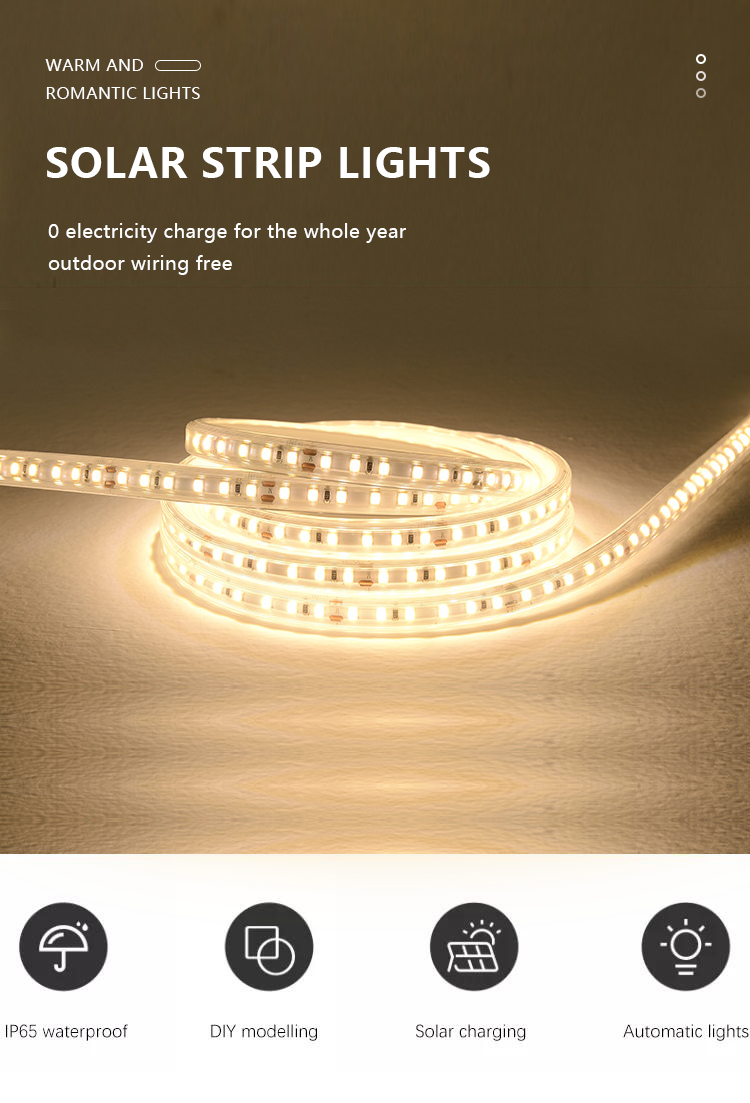 3000K Lithium Battery Solar Powered LED Strip Rgb Solar Led Tape Lights