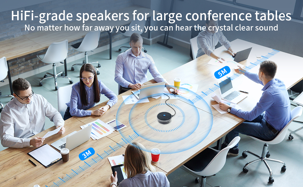 Portable Bluetooth Conference Speakerphones With Mic LED Lighting
