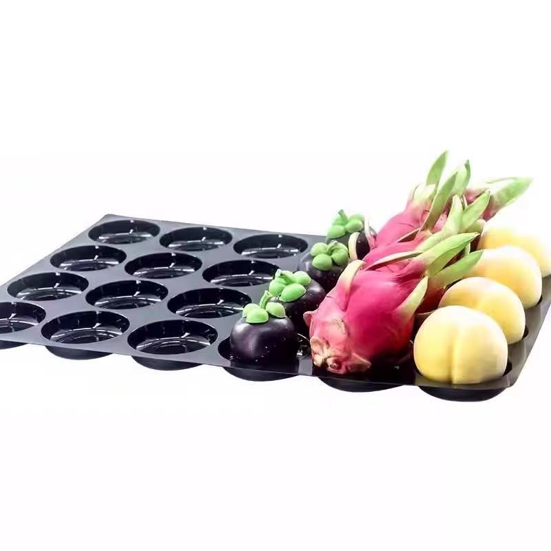 9 25 28 30 hole disposable pp black fruit tray plastic blister PET display kiwi/pitaya plastic tray for supermaket