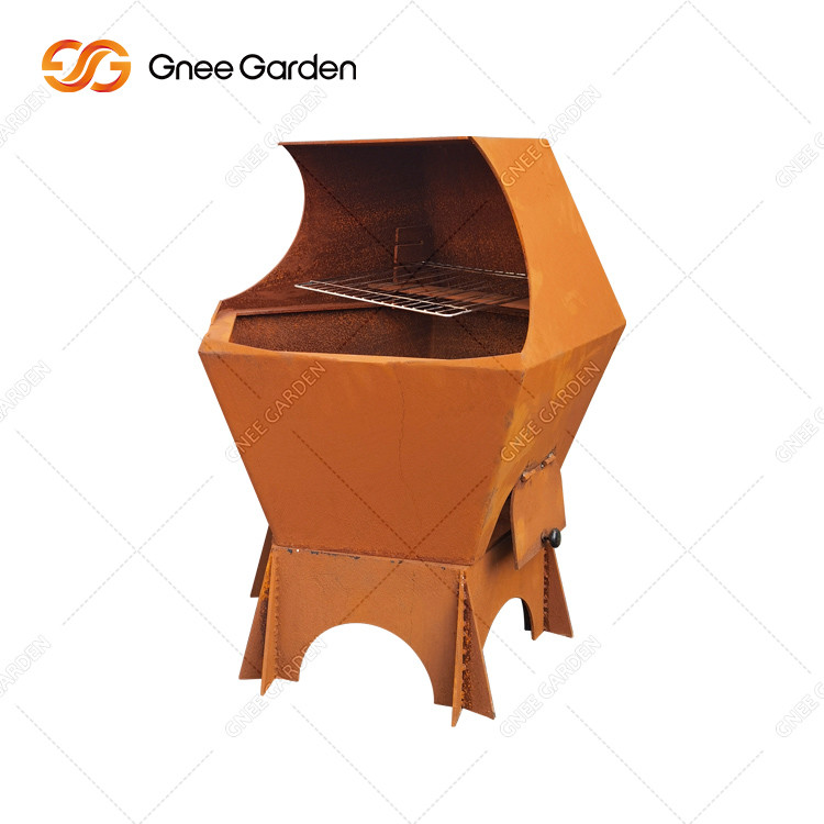 Custom Outdoor Patio Kitchen Cooking Corten Steel Charcoal Bbq Grill