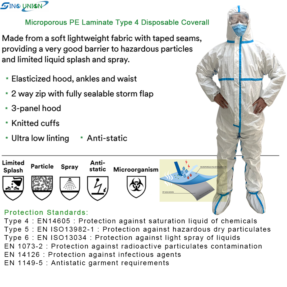 PPE Disposable Hazmat Suit With Boot Cover