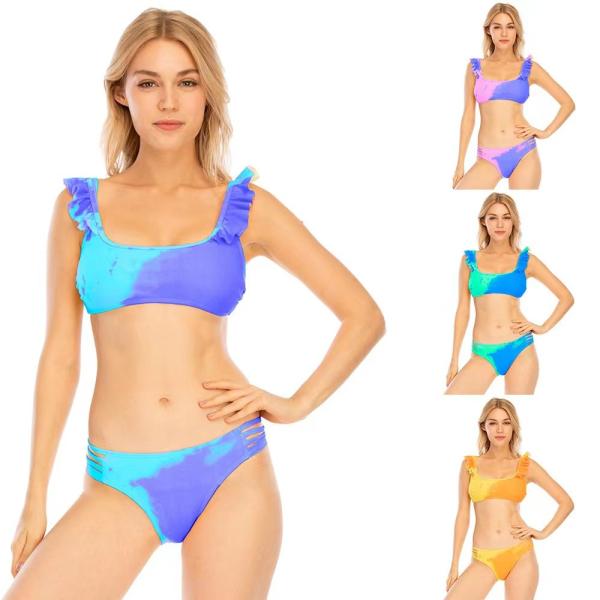 swimming suit bikini two Piece Swimsuit waterproof Printed High Waist Triangle