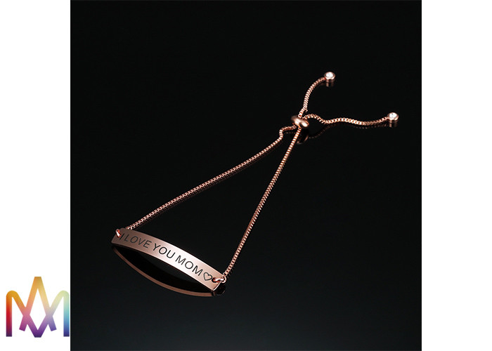 1mm Thickness Adjustable BoxChain Womens Engraved Bracelets