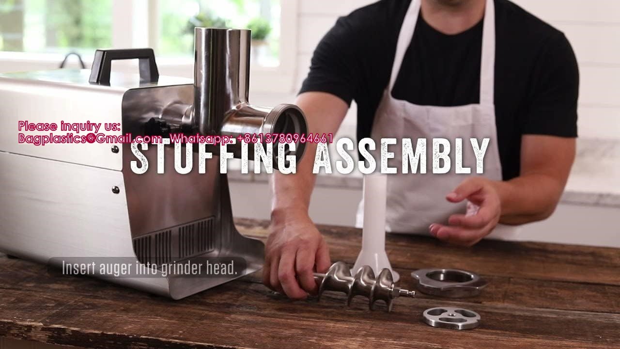 Food Processors, Meat Grinder Electric, Stainless Steel, Heavy Duty With Blades And Plates, Sausage Stuffer Tube