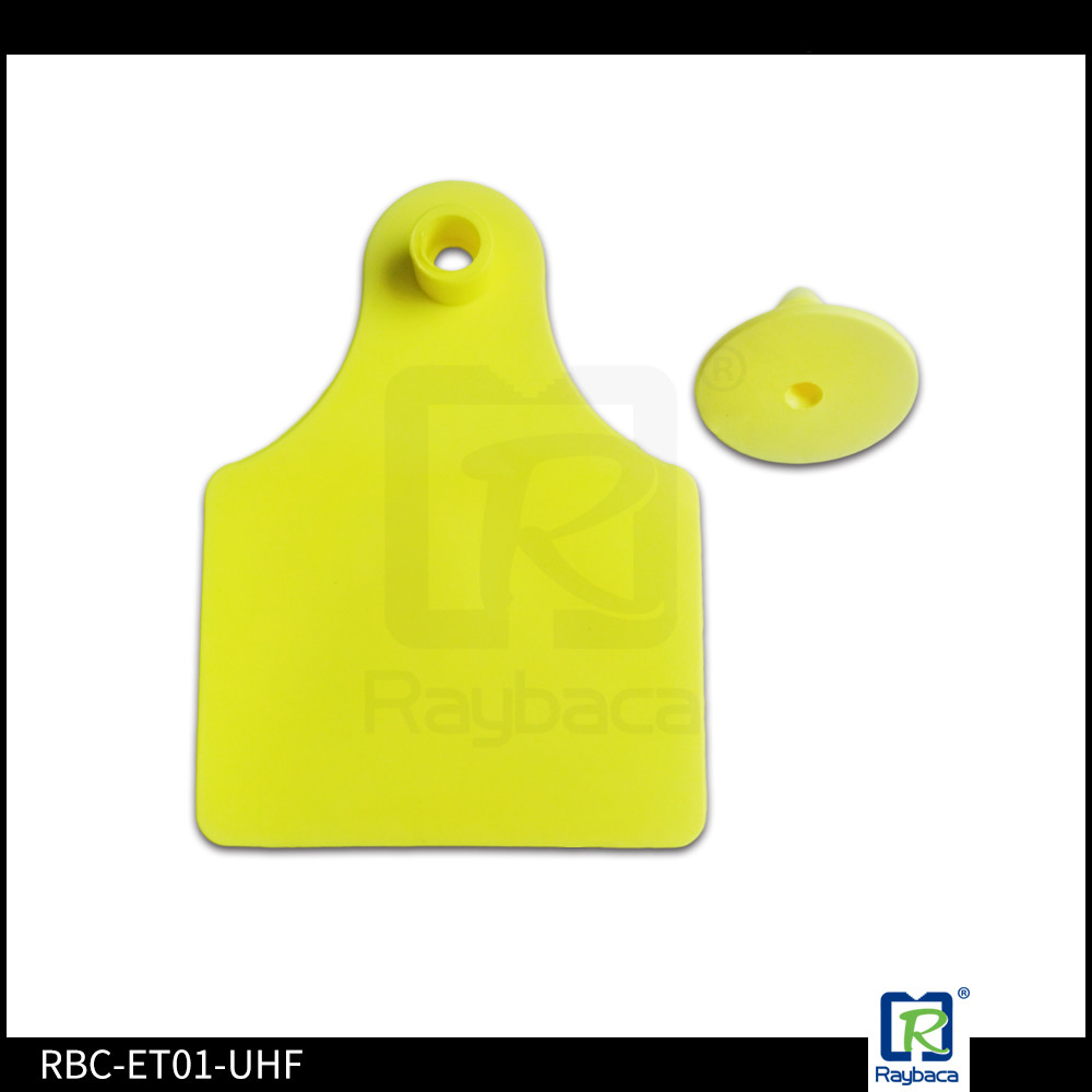 RFID UHF Two Pieces Yellow Anti Animal Bit Tags , RFID Ear Tags For Cattle