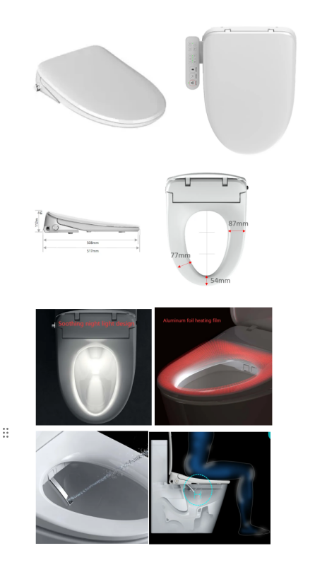 Luxury Automatic UF Material Self Cleaning Seat Heating Toilet Cover For Sustainable