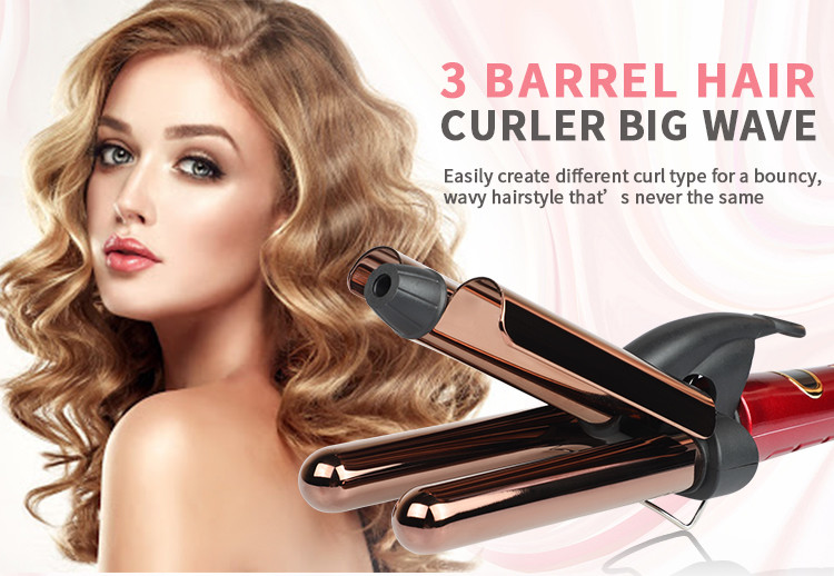 22mm Hot Tools 3 Barrel Waver Temperature Adjustable For Home